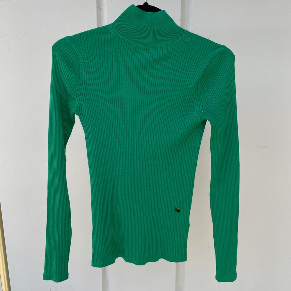 Nanushka green ribbed turtleneck sweater long sleeve top